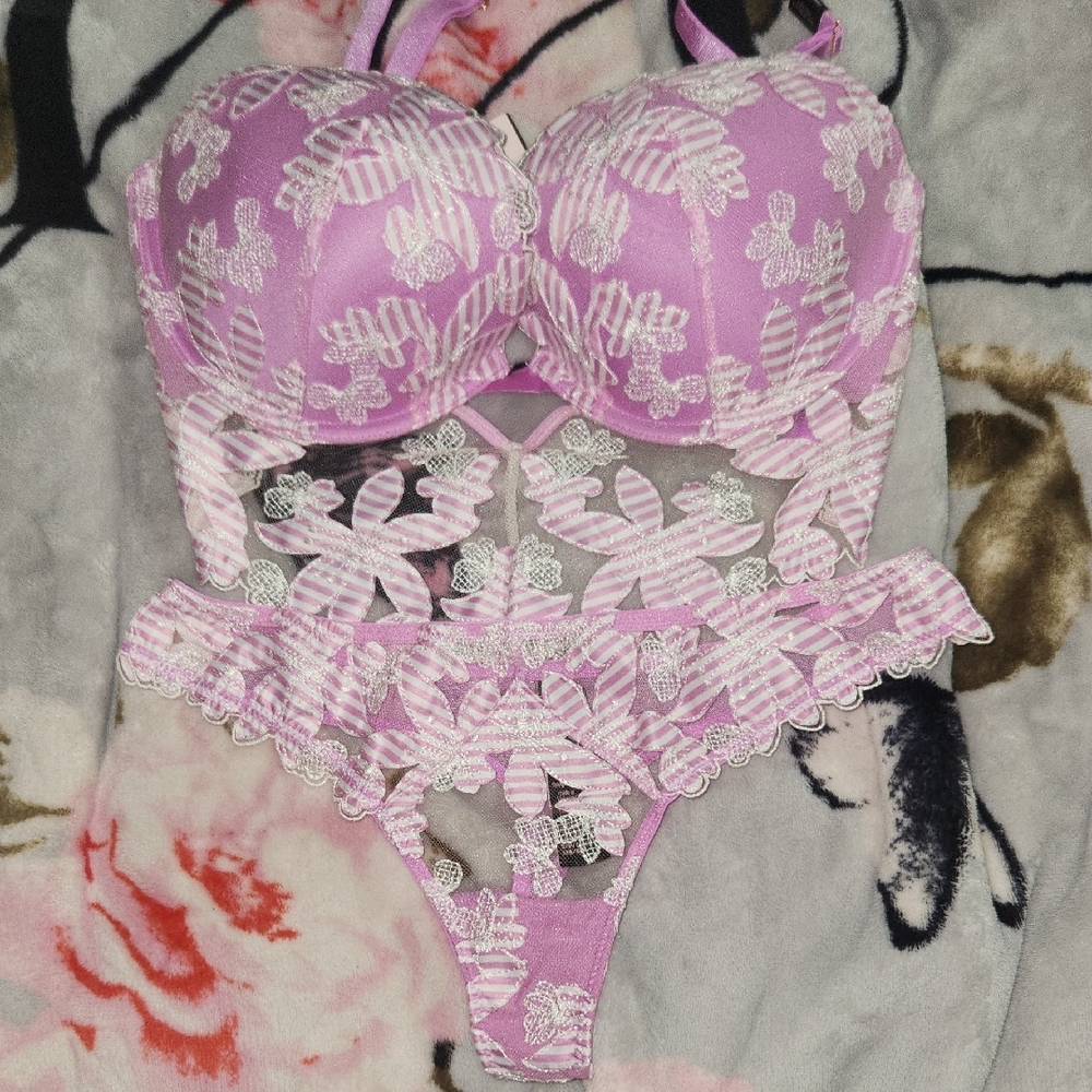Victoria's Secret Purple and White Underwire Bra